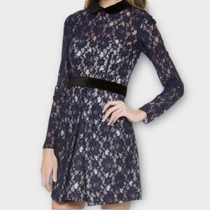 JILL Jill Stuart Women’s Dress Size 10 Lace Floral Velvet Peter Pan Collar NWT
